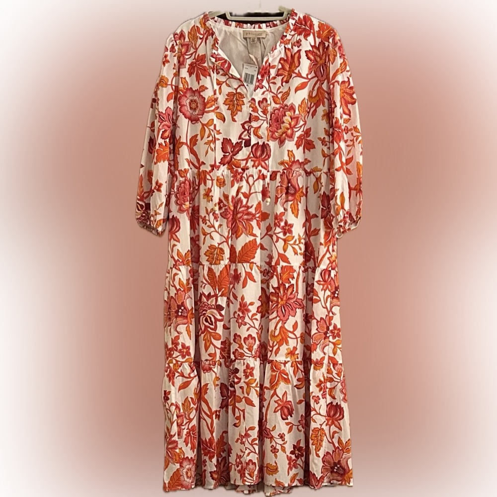 NWT Philosophy Red / Orange Floral Midi Dress